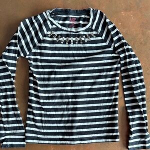 Joe Fresh Black and White Striped Long Sleeve Shirt